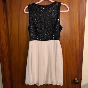 Black Sequin and Champagne Formal Dress